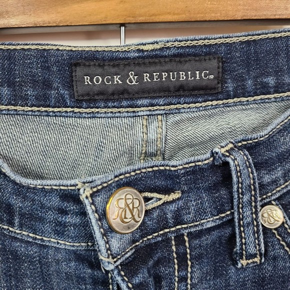 Rock & Republic Dark Wash Bootcut Flap Pocket Jeans 6 - Picture 3 of 7